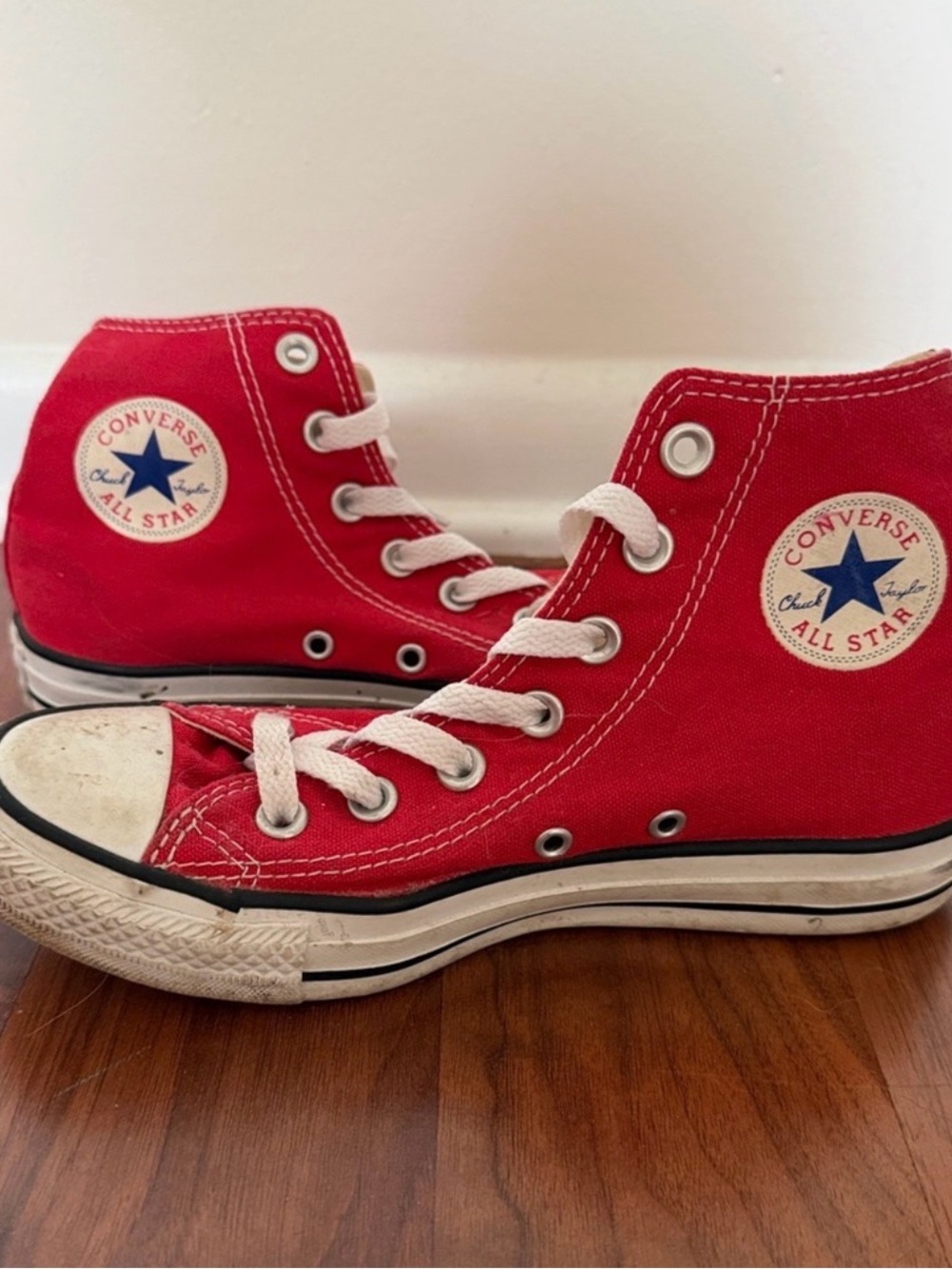 Converse Kids High-Top Sneakers in Red and White